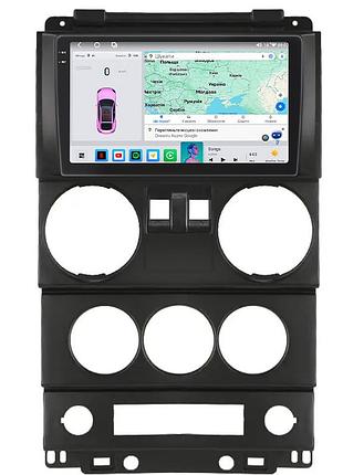 Штатная магнитола lesko совместима с jeep wrangler 2 doors 2007-2010 9" экран 4/64 qled carplay 4g wi-fi prime