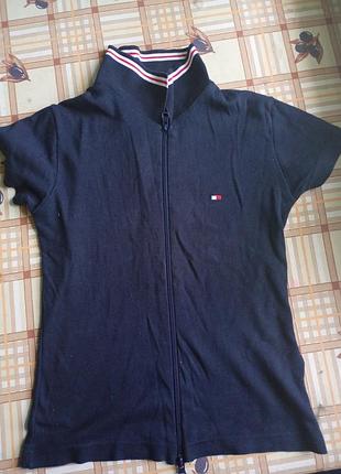 Винтажная футболка-олимпийка tommy hilfiger denim на молнии (размер m)