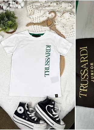 1+1=3 🌿 преміальна оригінальна базова футболка trussardi junior 4 104-110 см біла з фірмовим логотипом преміумбавовна хлопчику дівчинці унісекс