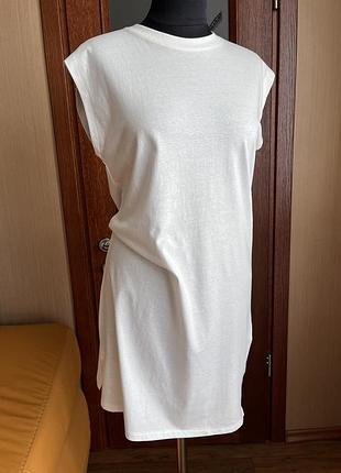 H&m сукня футболка подовжена біла бавовна