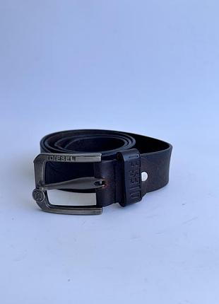 Ремінь diesel шкіряний vtg diesel leather belt brown distressed grunge y2k gorpcore rare buckle logo