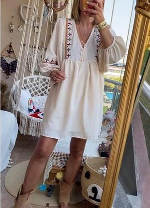 Zara 🔥 -60% сукня льон вишита s, m