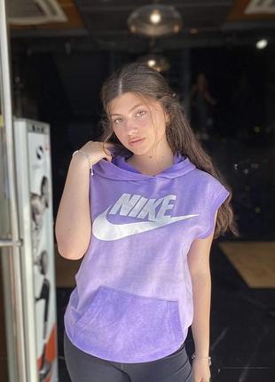 Nike худі безрукавка футболка лавандовий колір тай дай випраний ефект розмір м