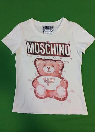 Футболка з графічним принтом плюшевий ведмедик з шпильками moschino couture! milano. вінтаж