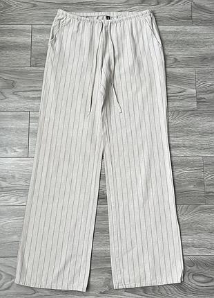Брюки штани в полоску з льоном h&m