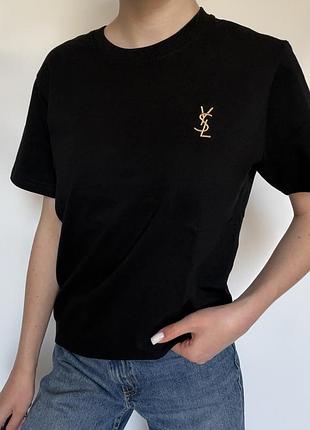 Жіноча футболка оверсайз, трендова футболка oversize, оверсайз футболка ysl, чорна футболка yves saint laurent, жіноча футболка з надписом