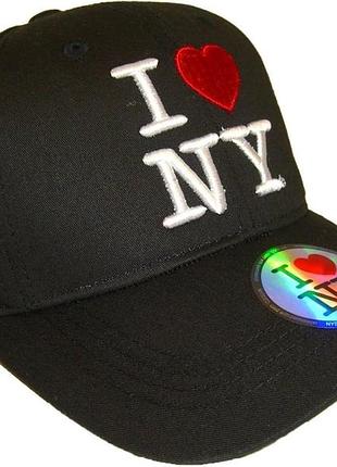 Чорна бейсболка з вишитим логотипом «i love ny»