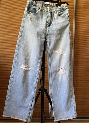 Прямые голубые джинсы zara 9р mango gap