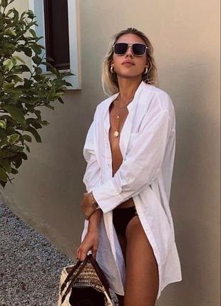 Жіноча базова біла сорочка з льону та бавовни h&m