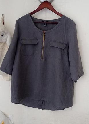Льняная блуза туника ellen tracy из 100% льна, премиум бренд, р. l/xl.