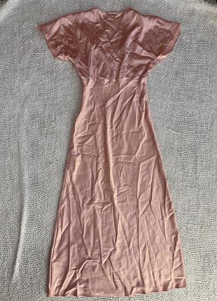 Атласна сукня zara, рожевого кольору, розмір xs(24)