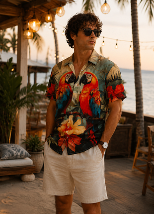 🌴 легка сорочка з яскравим tropical принтом 🦜
