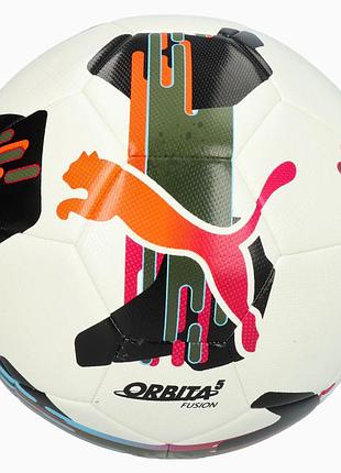 Мяч футбольный puma orbita 5 fusion белый, черный, болотный уни 5