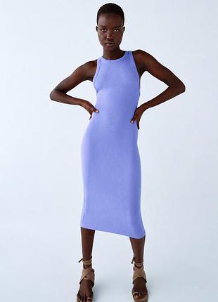Сукня zara в рубчик барвінкового кольору