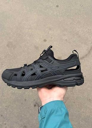 Сандалии мужские кожаные asics черные трекинговые кроссовки лето