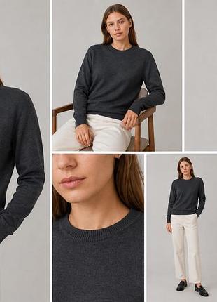 Джемпер h&m із колекції premium quality, виготовлений із 100% шерсті мериноса сірого кольору