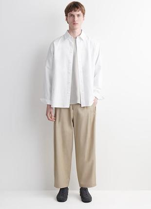 Бавовняна біла сорочка вільного крою casual by cos