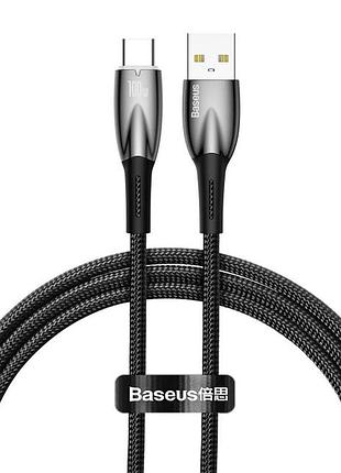 Дата кабель baseus glimmer series fast charging data cable usb to type-c 100w 1m (cadh00040) black