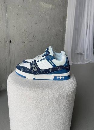 Louis vuitton trainer sneaker white blue