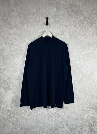 Чоловічий светр 1/3 zip mountain warehouse merino wool, original, синій колір, розмір l/xl