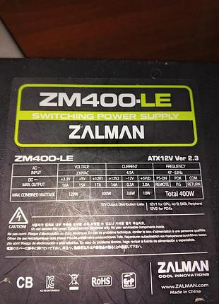 Блок питания zalman zm400-le 400w (на ремонт / запчасти)