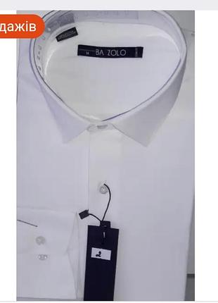 Мужская рубашка bazzolo приталенная (slim fit) белого цвета, размер s