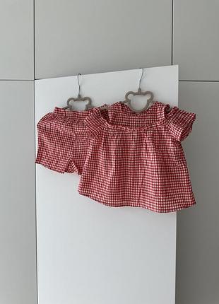 Костюм для дівчинки у клітинку розмір 80-86 12-18 міс lcw zara h&m шорти та майка комплект
