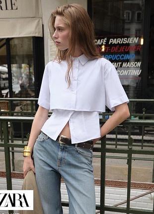 Двухслойная рубашка из поплина с коротким рукавом zara