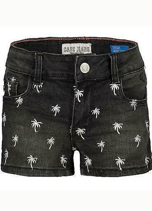Шорты для девочки cars jeans черные джинсовые средней посадки 158 164 152 стрейчевые регулировка талии пояса