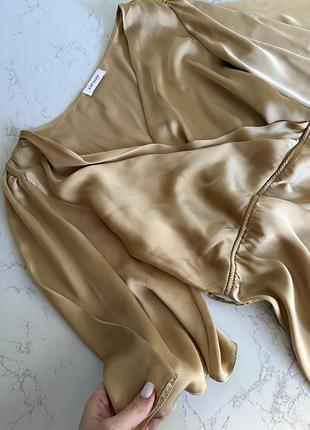 Атласное мини платье orsay xs, s, короткое, золотое, желтое, платье халат, накидка, пляжное