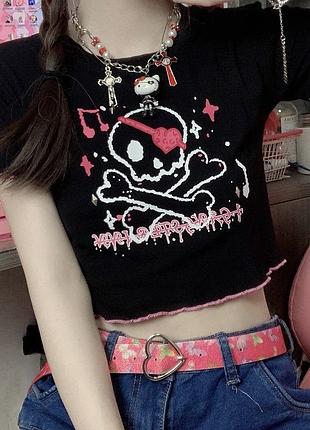 Топ женский м черный в стиле y2k harajuku