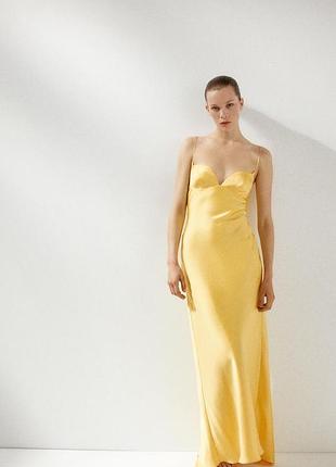 Zara атласна сукня максі на тонких бретелях