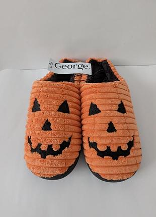 Шльопанці чоловічі george,тапочки,з малюнком,вишиті,фліс,помаранчеві,флісові,малюнок,на флісі,вишивка,демісезон,джордж