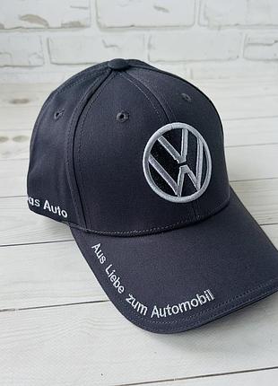 Темно-серая хлопковая бейсболка volkswagen (люкс)