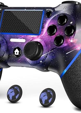 Бездротовий контролер acegamer для ps4, фіолетовий дизайн galaxy з нековзним покриттям з обох боків, функцією turbo