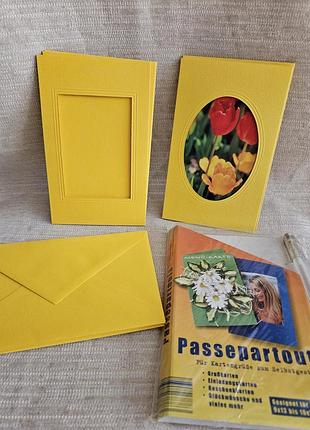 Набор заготовок для открыток паспарта (passepartout) с конвертами, нижняя винтаж 1980х