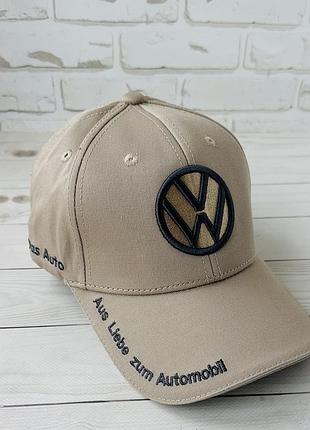 Бежевая хлопковая бейсболка volkswagen (люкс)