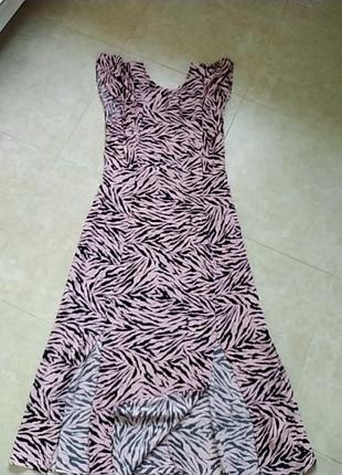 Платье миди летнее с принтом зебра