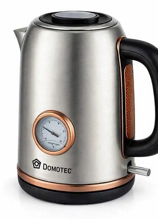 Чайник domotec ms-7849, электрический, 1.7 л, 2200 вт, термометр, нержавеющая сталь