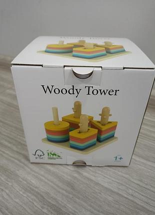 Деревянная развивающая игрушка-сортер «woody tower» от бренда tooky toy