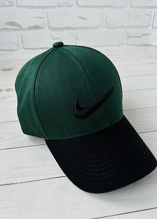 Зеленая с черным хлопковая бейсболка nike (люкс)