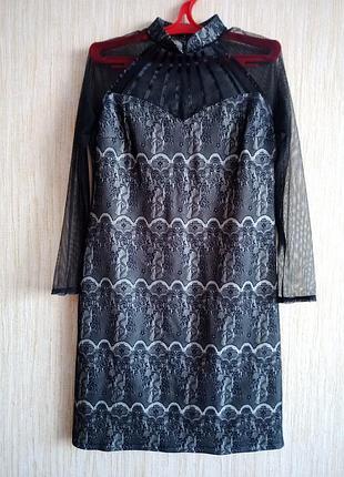 Платье платье черная с рукавами (сеточка)👗👗👗