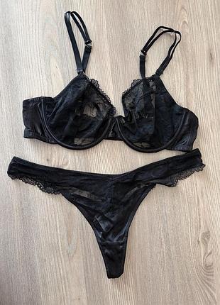Чорний мереживний комплект білизни primark