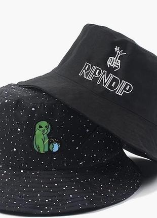 Панама bucket hat ripndip alien з інопланетянином двостороння чорна