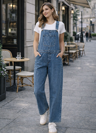 Новый джинсовый комбинезон oversize тренд wide