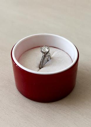Срібна каблучка 925 з муасанітом 💍 регульований розмір
