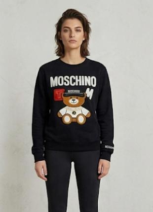 Женский черный свитшот moschino с фирменным принтом teddy bear,s