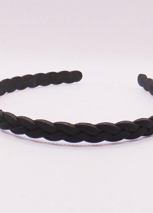 Тонкий обруч для волосся косиця каучук чорний handmade 0118
