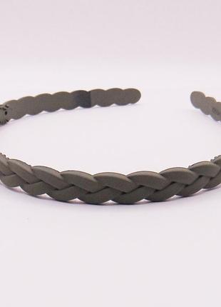 Тонкий обруч для волосся косиця каучук зелений handmade 0118