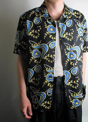 Рубашка ben sherman - paisley viscose shirt blue/yellow